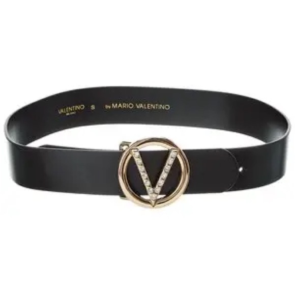 Valentino by Mario Valentino Black Dolly Leather Belt